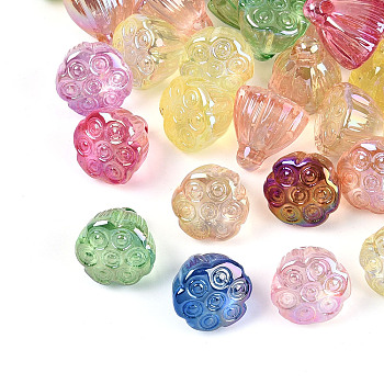 UV Plating Transparent Acrylic Pendants, Seedpod of The Lotus Charms, Mixed Color, 18.5x17.5x17~17.5mm, Hole: 2.6mm