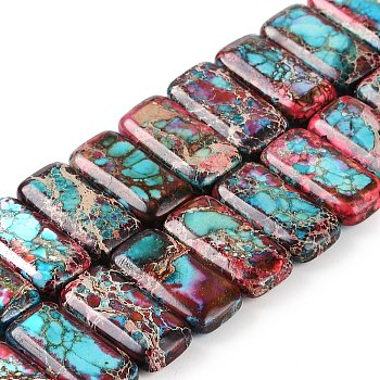 Natural Imperial Jasper Beads Strands, Dyed, Rectangle, Red, 20.5x10.5x6mm, Hole: 1.1mm, about 20pcs/strand, 8.07 inch(20.5cm)