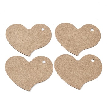 100Pcs Heart Shaped Kraft Paper Blank Price Tags, Jewelry Hang Tags, Tan, 3.8x4.55x0.05cm, Hole: 3mm