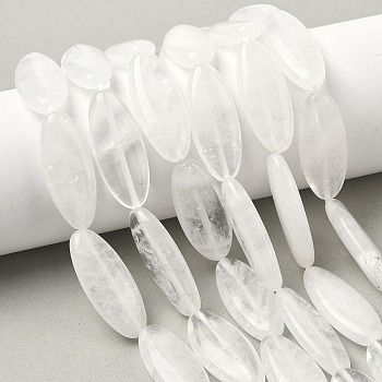 Natural Quartz Crystal Beads Strands, Rock Crystal, Horse Eye, 29~30x12~12.5x5.5~6.5mm, Hole: 0.7~1mm, about 13pcs/strand, 14.96 inch(38cm)