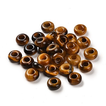Natural Tiger Eye European Beads, Large Hole Beads, Rondelle, 10x4.5~5mm, Hole: 4~4.3mm