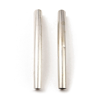 Brass Tube Beads, Curved Tube, Platinum, 49.5x5mm, Hole: 4mm