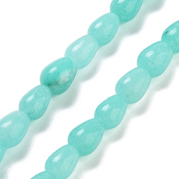 Natural Flower Amazontie Beads Strands, Teardrop, Dyed, Turquoise, 9x6mm, Hole: 1.2mm, about 44pcs/strand, 15.75''(40cm)