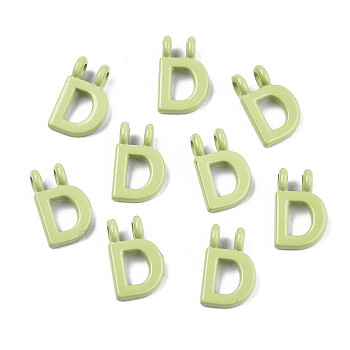 Spray Painted Alloy  2-Loop Link Pendants, Cadmium Free & Lead Free, Letter, Letter.D, 13.5x8.5x1.5mm, Hole: 2mm