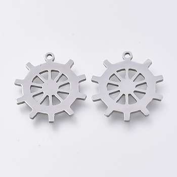 201 Stainless Steel Pendants, Laser Cut Pendants, Helm, Stainless Steel Color, 17x16.5x1mm, Hole: 1.2mm