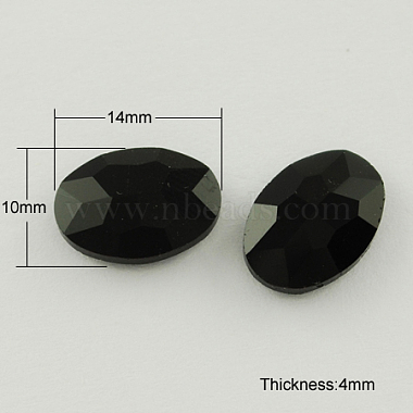 14mm Black Oval Glass Rhinestone Cabochons