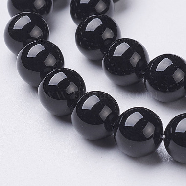 Natürlicher schwarzer Onyx runde Perlenstränge(X-GSR8mmC097)-2