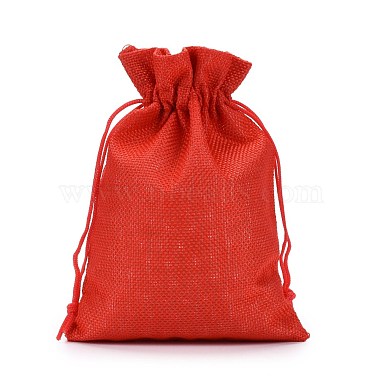 Polyester Imitation Burlap Packing Pouches Drawstring Bags(ABAG-R004-18x13cm-01)-2