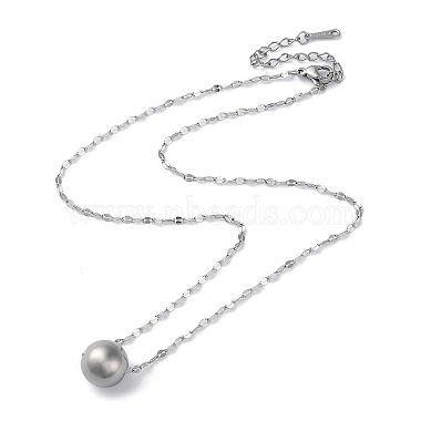 304 Stainless Steel Round Ball Pendant Necklaces(NJEW-Z026-01P)-2