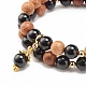 Natural Tourmaline & Wood Round Beads Stretch Bracelets Set(BJEW-JB07165-03)-4