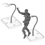 Assembled Rectangle PS Plastic Action Figure Display Stands with Adjustable Iron Support Arm, Minifigures Display Holder, Clear, 9.3x7.3x20cm(ODIS-WH0100-12B)