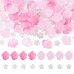100Pcs 4 Colors Transparent Glass Beads, Lotus Leaf & Flower, Baking Paint, Mixed Color, 12~20x12~19.5x4.5~5mm, Hole: 1.2mm, 25pcs/color(DGLA-TA0001-45)