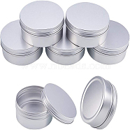 Round Aluminium Tin Cans, Aluminium Jar, Storage Containers for Cosmetic, Candles, Candies, with Screw Top Lid, Platinum, 10.3x4.1cm, Capacity: 250ml, 5pcs/box(CON-BC0004-26P-250ml)