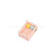 Resin Dollhouse Beds, Miniature Ornaments, for Garden Dollhouse Accessories, PeachPuff, 30x22mm(PW-WGB89EB-01)