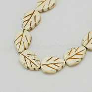 Gemstone Beads Strands, Synthetical Turquoise, Leaf, White, 13x9x4mm, Hole: 1.5mm(TURQ-S240-13x9mm-1)