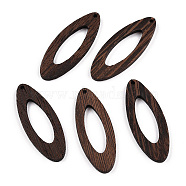 Natural Wenge Wood Pendants, Undyed, Horse Eye Frame Charms, Coconut Brown, 49.5x19x3.5mm, Hole: 2mm(WOOD-T023-40)