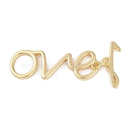 Brass Toggle Clasps, Letter, Real 18K Gold Plated, Bar: 13.5x4x3.5mm, Hole: 1.2mm, Letter: 8.5x26x1.5mm, Hole: 1.2mm(KK-K391-17G)