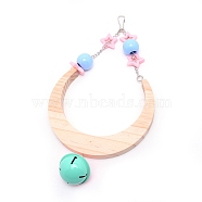 Wooden Swing, with Iron Cable Chain, Clasp & Random Color Bell, Moon, Lilac, 280mm(AJEW-WH0017-61A)
