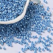 Baking Paint Glass Seed Beads, Cylinder, Steel Blue, 2.5x2mm, Hole: 1.4mm, about 45359pcs/pound(SEED-S042-15A-11)