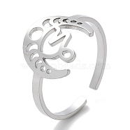 304 Stainless Steel Constellation Rings for Women, Capricorn, 18mm, Inner Diameter: 18mm(RJEW-U024-01P-03)