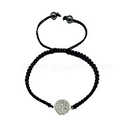 Saint Benedict Alloy Link Bracelets, Adjustable Polyester Cord Braided Bracelets for Women, Antique Silver, no size(BZ6643-1)