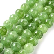 Dyed Natural Malaysia Jade Beads Strands, Round, Yellow Green, 10mm, Hole: 1.2mm, about 19pcs/strand, 7.09 inch(18cm)(G-G021-02C-04)