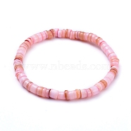 Natural Shell Stretch Beaded Bracelets, Dyed, Nuggets, Pink, Inner Diameter: 2-1/8 inch(5.3cm)(BJEW-JB05183-01)