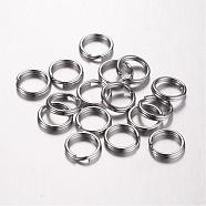 304 Stainless Steel Split Rings, Double Loops Jump Rings, Stainless Steel Color, 10x2mm, about 8mm inner diameter(STAS-D438-01)