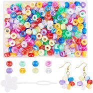 Nbeads 240Pcs 8 Colors Barrel Acrylic European Beads, Imitation Gemstone, Large Hole Beads, with 2Pcs Plastic Hair Pin Bun Maker, Mixed Color, Beads: 9x6mm, Hole: 4mm, 242pcs/box(MACR-NB0001-23)