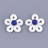 Handmade Polymer Clay Cabochons, Flower, White, 27~28x26~28x10~11mm(CLAY-S091-33F)