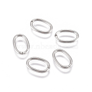 304 Stainless Steel Jump Rings, Open Jump Rings, Oval, Stainless Steel Color, 18 Gauge, 9x6x1mm, Inner Diameter: 7x4mm(STAS-L234-144B)