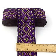 Polyester Jacquard Rhombus Ribbons, Clothes Accessories, Purple, 1-7/8~2 inch(49~50mm), about 7.66 Yards(7m)/Bundle(OCOR-WH0082-141A)