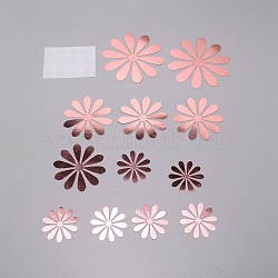 PVC Flower Wall Stickers, with Glue Stickers, for Home Decoration, Pink, 6~12x0.2mm and 101x72mm(DIY-TAC0008-53C)