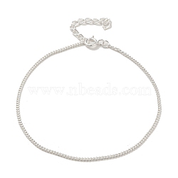 925 Sterling Silver Curb Chain Bracelets for Women, Silver, 6-7/8 inch(17.35cm), 1.2mm(BJEW-E101-01S-10)