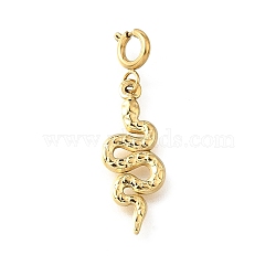 Snake 304 Stainless Steel Pendant Decorations, with Spring Ring Clasps, Ion Plating(IP), Real 18K Gold Plated, 27.5mm(STAS-H202-37G)