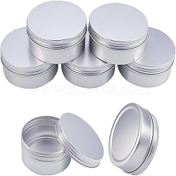 Round Aluminium Tin Cans, Aluminium Jar, Storage Containers for Cosmetic, Candles, Candies, with Screw Top Lid, Platinum, 10.3x4.1cm, Capacity: 250ml, 5pcs/box(CON-BC0004-26P-250ml)