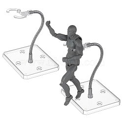 Assembled Rectangle PS Plastic Action Figure Display Stands with Adjustable Iron Support Arm, Minifigures Display Holder, Clear, 9.3x7.3x20cm(ODIS-WH0100-12B)