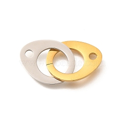 304 Stainless Steel Linking Rings, Teardrop, Golden & Stainless Steel Color, 37.5mm, Hole: 2.8mm(STAS-D288-01C-GP)