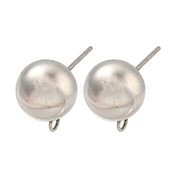 Non-Tarnish 304 Stainless Steel Stud Earring Findings, Round, Stainless Steel Color, 21x10x10mm, Hole: 1.8mm, Pin: 10x0.8mm(STAS-O004-10G-P)