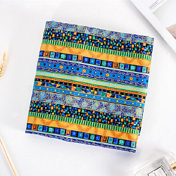 Rectangle Printed Cotton Linen Fabric, for Patchwork, Sewing Tissue to Patchwork, with Ethnic Style Pattern, Blue, 145x50cm(PW-WG97318-04)