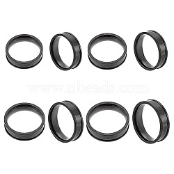 4Pcs 4 Styles Stainless Steel Grooved Finger Ring Settings, Ring Core Blank, for Inlay Ring Jewelry Making, Black, Inner Diameter: 16~19mm, 6mm, 1pc/style(STAS-LP0001-43EB-04)