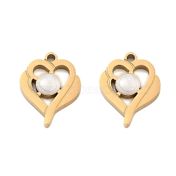 Ion Plating(IP) 304 Stainless Steel Enamel Pendants, Heart Charm, Golden, 16x12.5x2mm, Hole: 1.5mm(STAS-S140-30G)