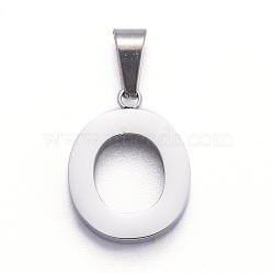 304 Stainless Steel Letter Pendants, Manual Polishing, Alphabet, Stainless Steel Color, Stainless Steel Color, 18.5x14.5x3.5mm, Hole: 7x3.5mm(X-STAS-H127-O-P)
