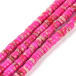 Natural Imperial Jasper Beads Strands, Dyed, Disc, Heishi Beads, Deep Pink, 4x2mm, Hole: 0.7mm, about 190pcs/strand, 15.04 inch(38.2cm)(G-Q171-A01-01I)