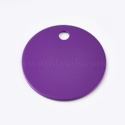 Aluminum Pendants, Blank Tags, Flat Round, Purple, 25x1mm, Hole: 3mm(ALUM-WH0009-01B)