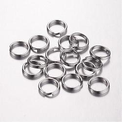 304 Stainless Steel Split Rings, Double Loops Jump Rings, Stainless Steel Color, 10x1.5mm, Inner Diameter: 8mm(STAS-D438-01)