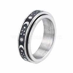 201 Stainless Steel Planet Rotating Ring, Calming Worry Meditation Fidget Spinner Ring for Women, Stainless Steel Color, Inner Diameter: 17mm(RJEW-N043-28)