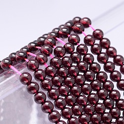 Mozambique Import Natural Grade AAAA Garnet Round Beads Strands, 4mm, Hole: 1mm, about 95pcs/strand, 16 inch(G-E300-AAAA-4mm)