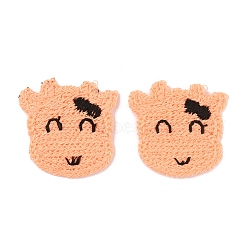 Animal Polyester Knitted Appliques, Costume Hat Bag Ornament Accessories, Cow Pattern, 32x33x2mm(DIY-WH0399-42B)