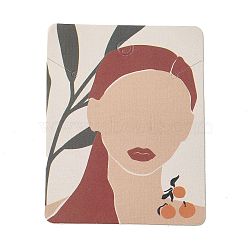 Rectangle Girl Print Paper Earring Necklace Display Card, Jewelry Display Card for Earring Necklace Storage, Indian Red, 6.5x5x0.05cm, Hole: 5mm and 2.5mm(CDIS-M007-02A)